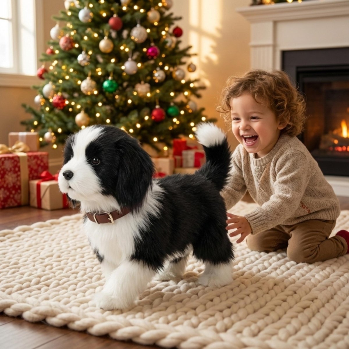 Chien Robot Interactif pour Enfants – Marche, Aboie et Peluche Douce