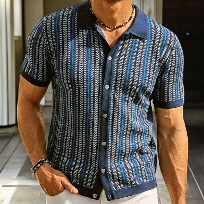 Chemise Homme Boutonnée en Coton Bio à Chevrons