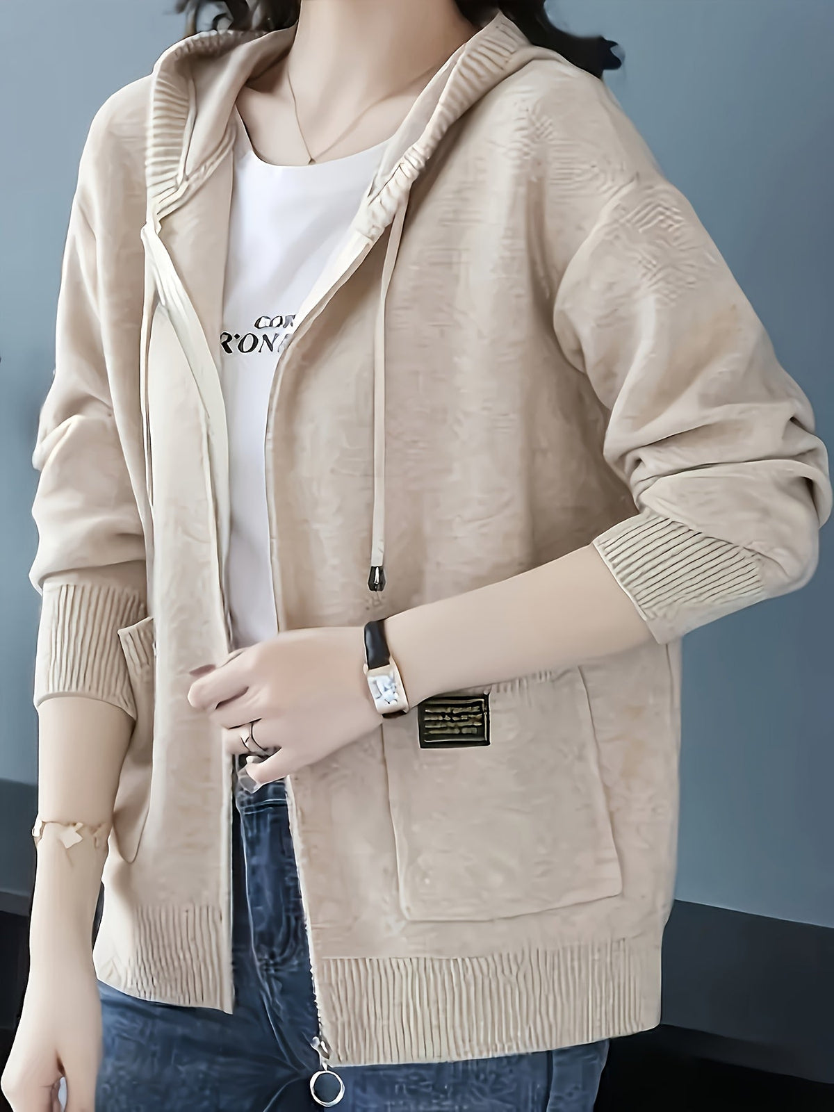 Sidonie™ | Women's Zip Up Hooded Knit Cardigan with Pockets