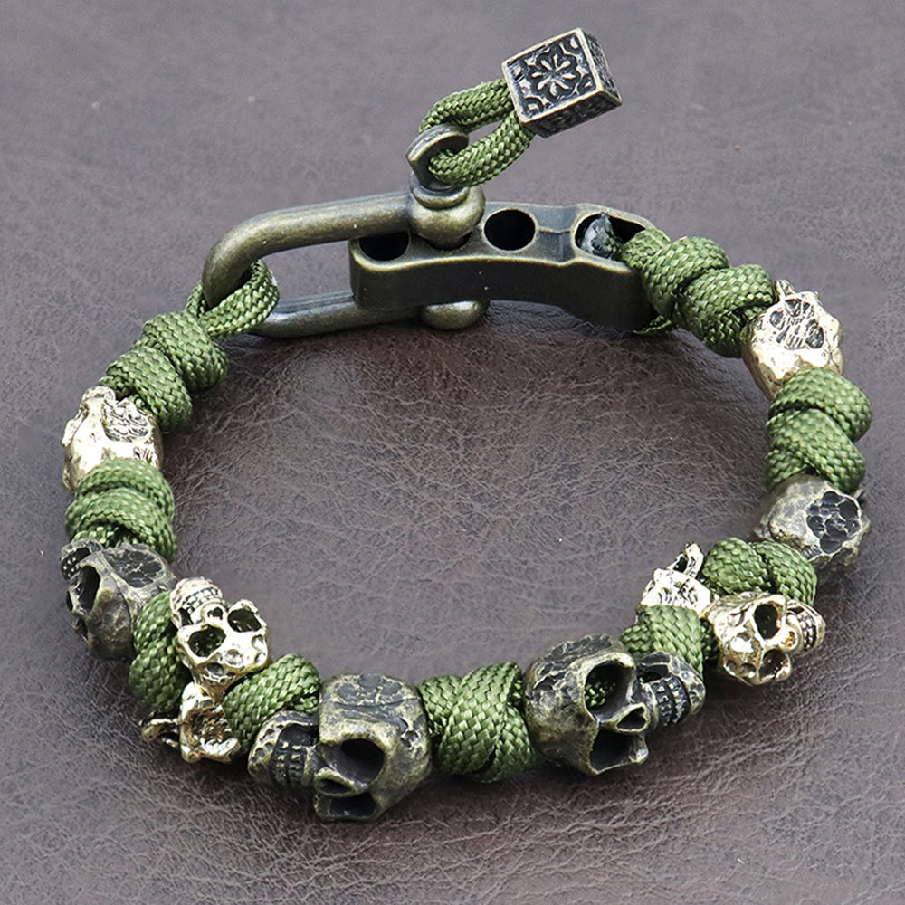 Bracelet Tête de Mort en Alliage Réglable Style Gothique