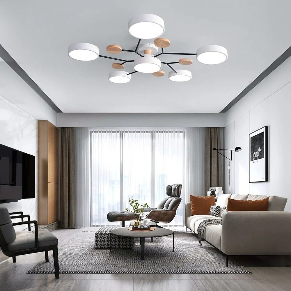 Plafonnier LED Rond en Fer - Lustre Semi-Encastré Design Contemporain
