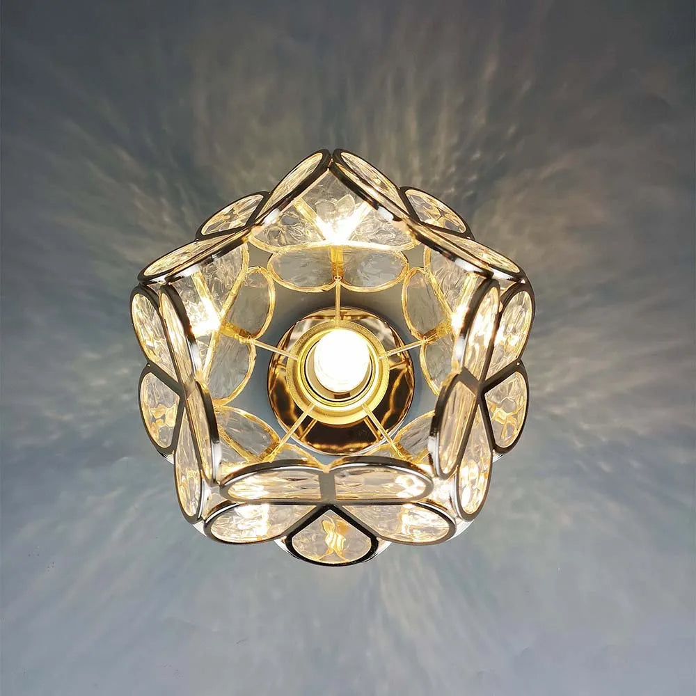 Flower-shaped ceiling light – Gold accents with transparent details for the bedroom or hallway