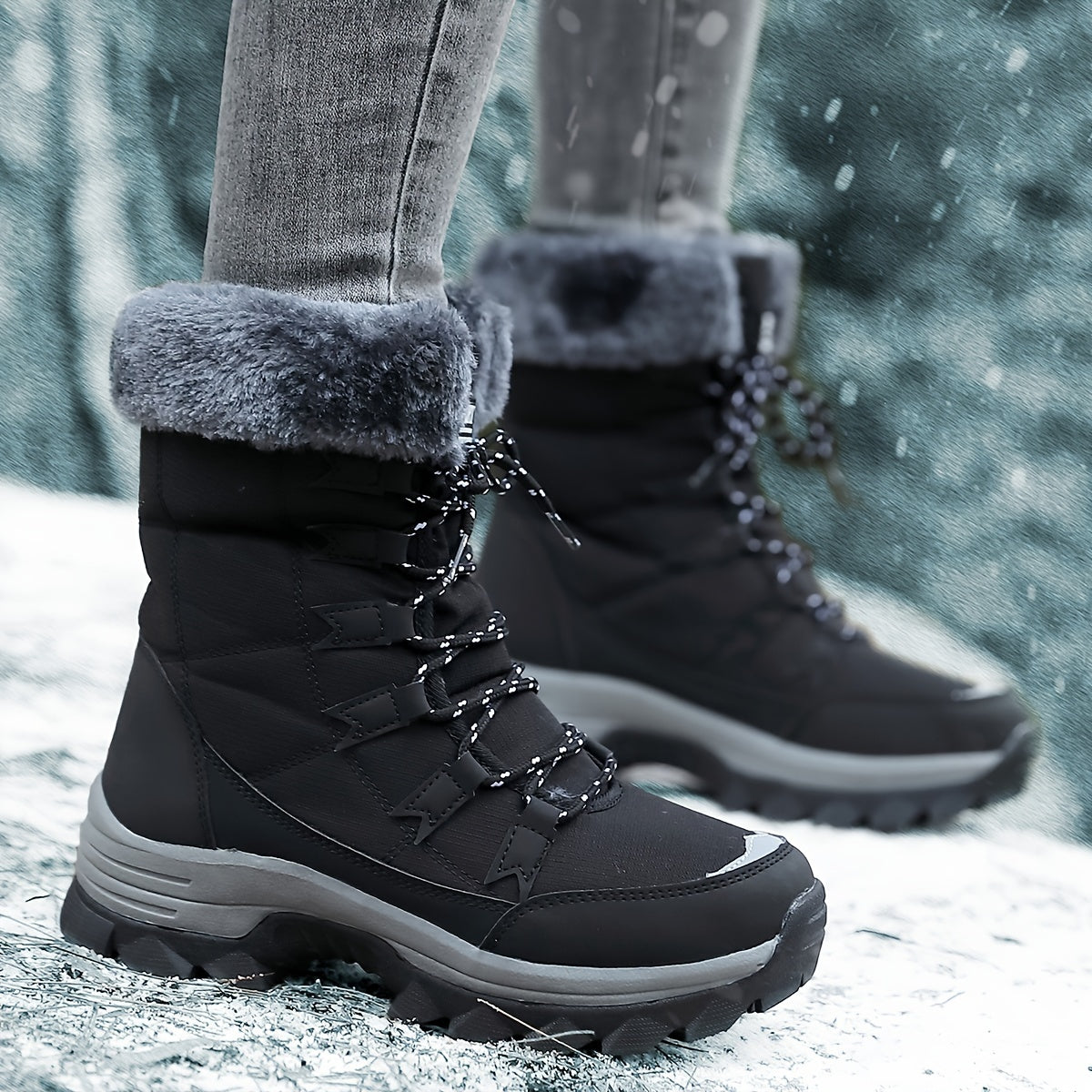 Bottes d'Hiver Femme Chaudes - Cuir Imperméable et Isolant