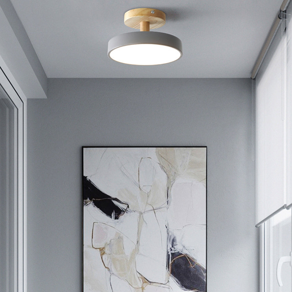 Plafonnier Scandinave Base en Bois Design Pastel Doux