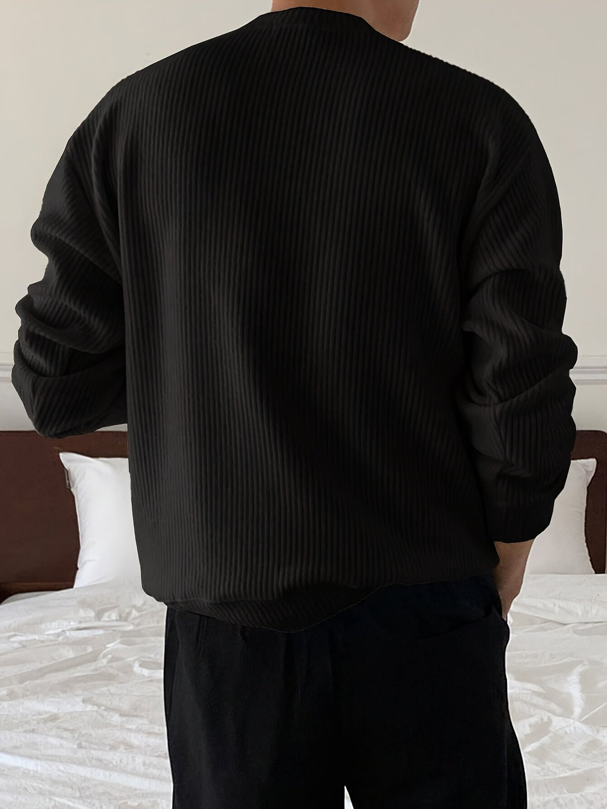 Pull Homme Col Rond Côtelé Coupe Ample