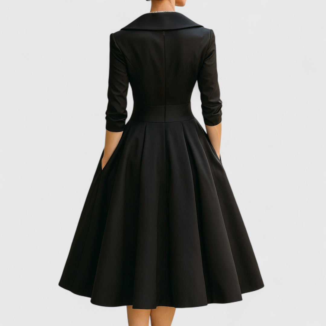 Robe Midi Femme Cache-Cœur Col V Manches 3/4