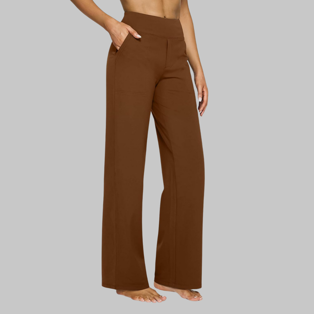 Pantalon Femme Stretch Taille Haute à Coupe Confort et Poches Pratiques