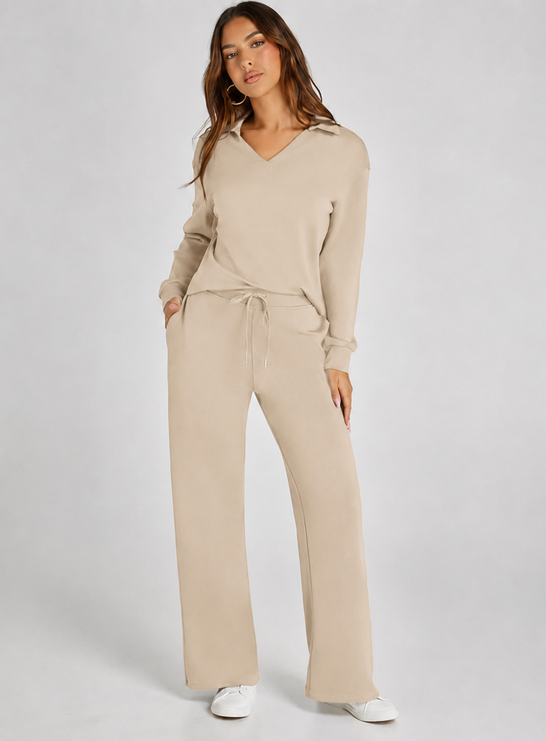 Ensemble Deux Pièces Femme Manches Longues – Tissu Doux et Confortable