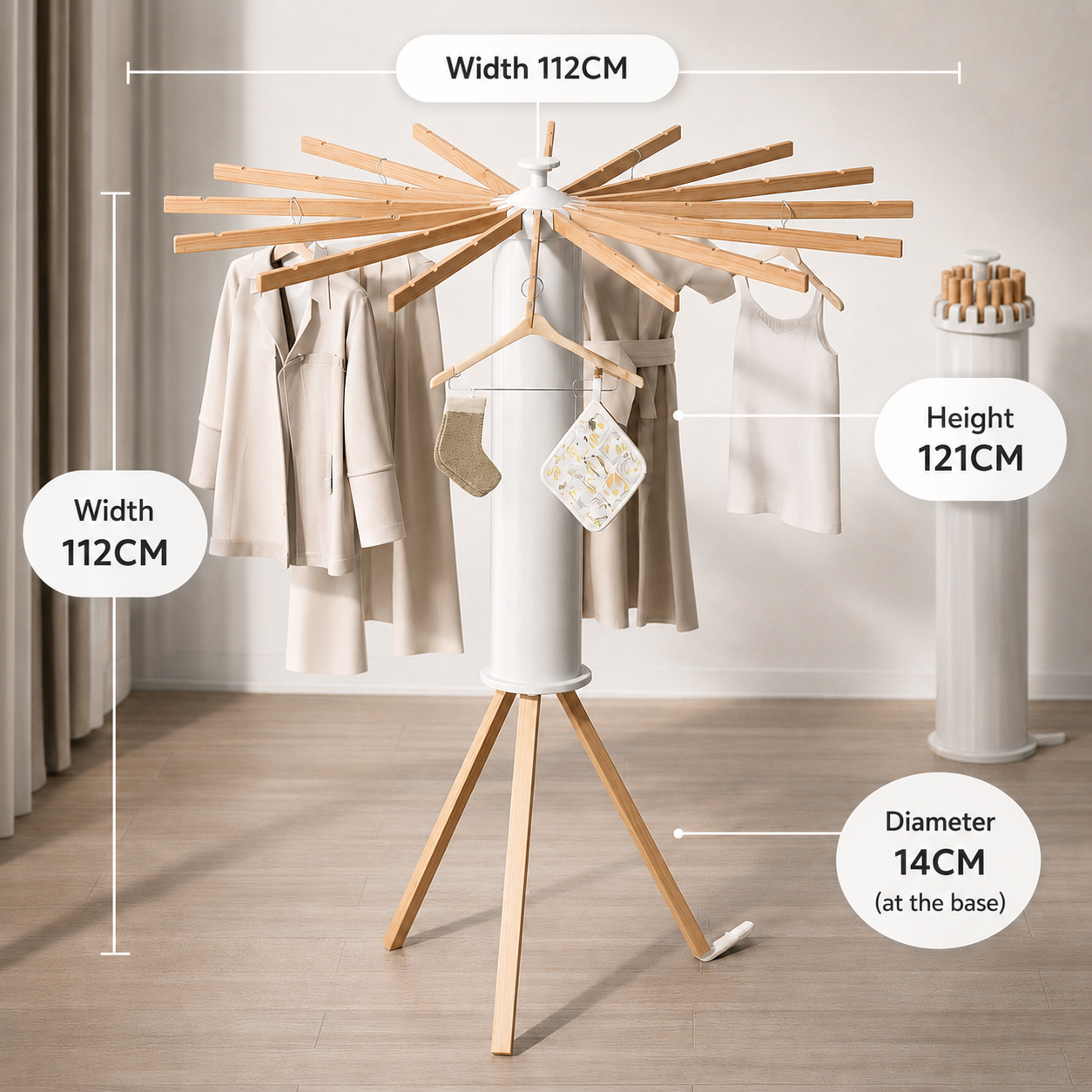 Séchoir Pliable – Acier, Design Économiseur d'Espace pour Intérieur et Extérieur