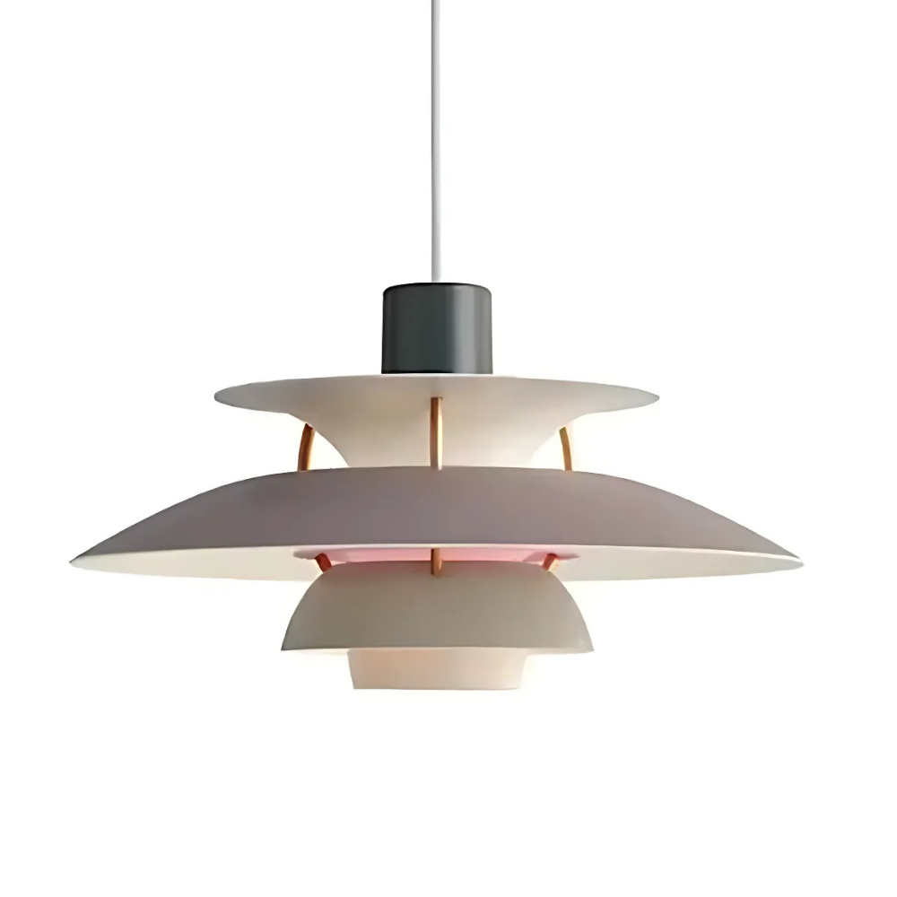 Suspension danoise – Métal superposé, design coloré pour table à manger ou salon