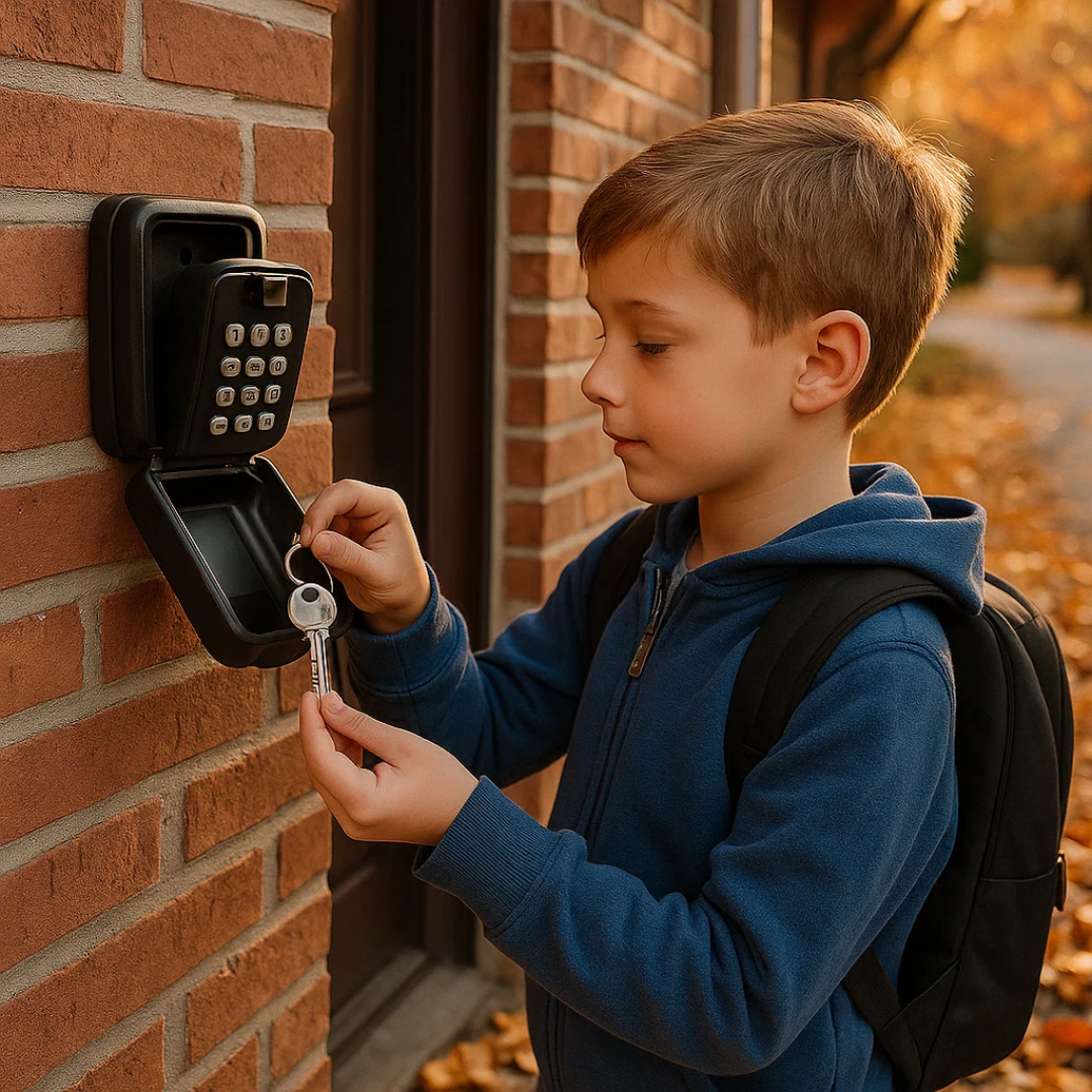 Outdoor Key Box – Weather-resistant metal, compact design for wall mounting in the garden or outdoor area
