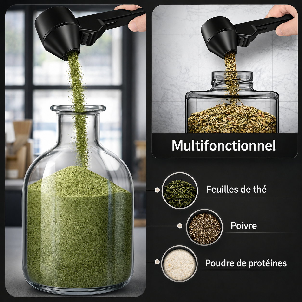Spoon with Funnel – Plastic, Compact Design for Precise Measurement of Powders and Supplements