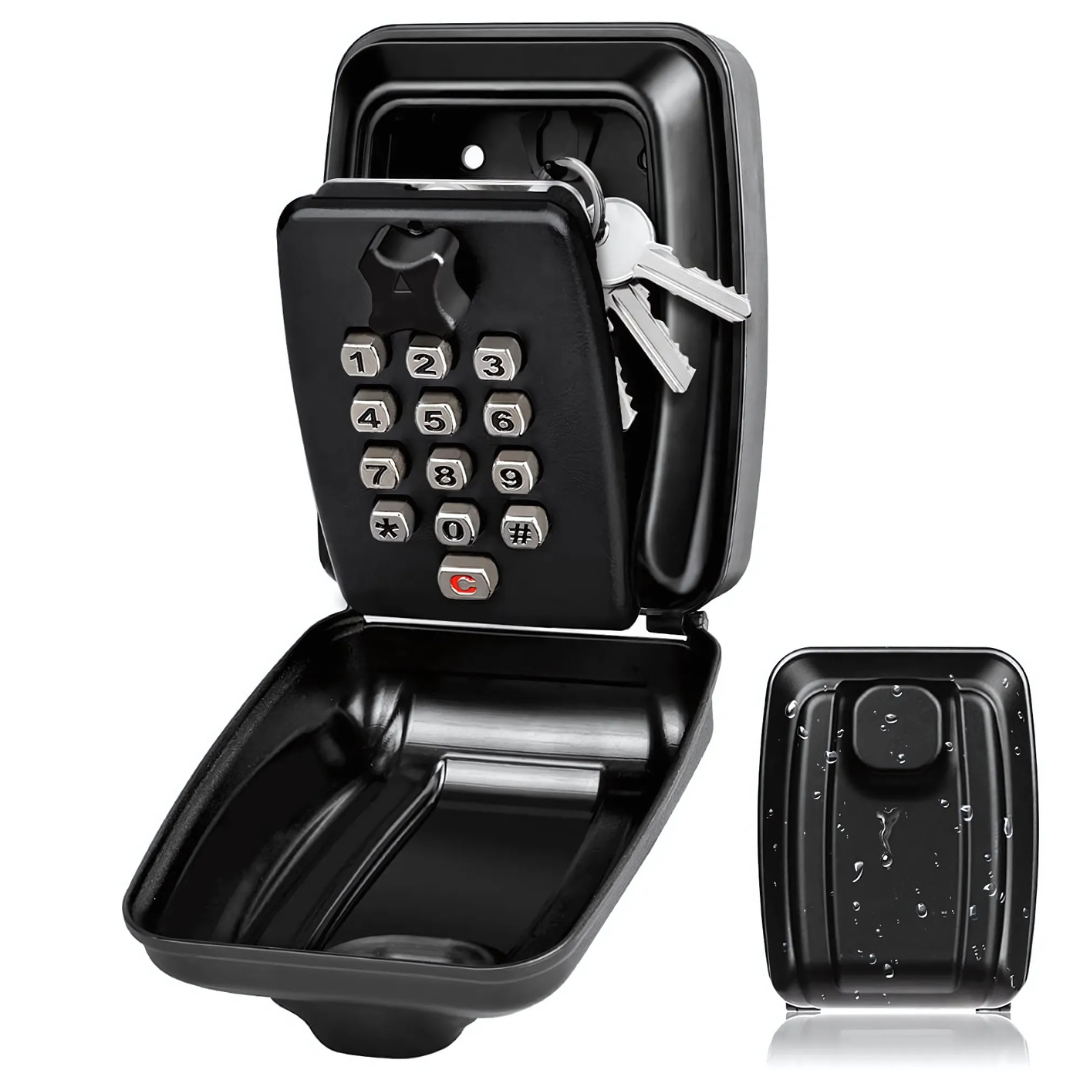Outdoor Key Box – Weather-resistant metal, compact design for wall mounting in the garden or outdoor area