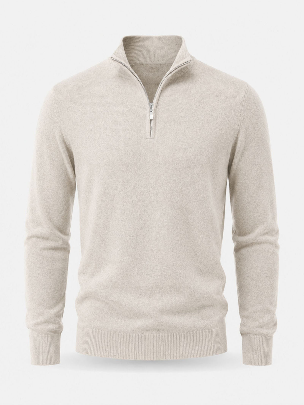 Pull Homme Col Montant Zippé à Finitions Côtelées