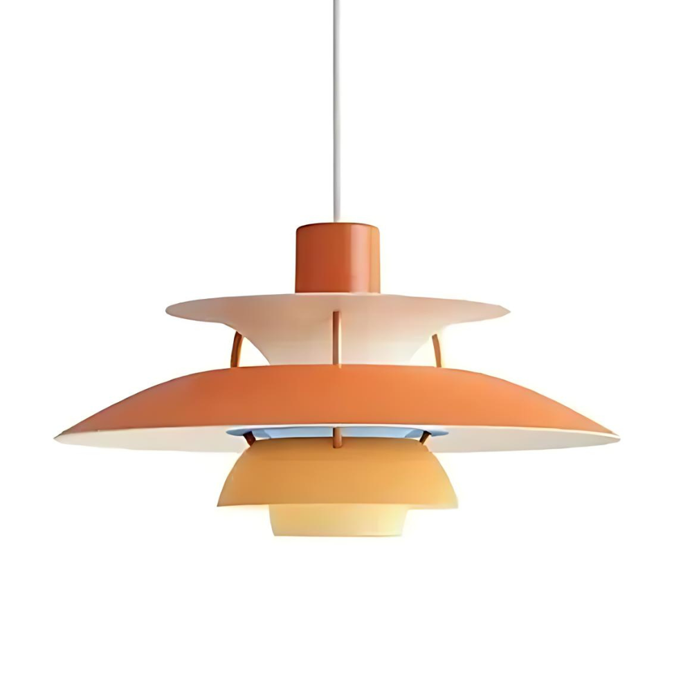 Danish Pendant Light – Layered Metal Design in a Colorful Style for the Dining Room or Living Room