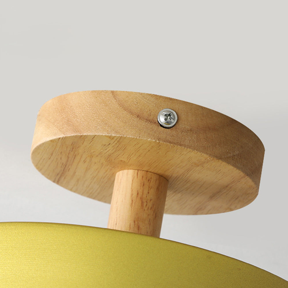Plafonnier Scandinave Base en Bois Design Pastel Doux