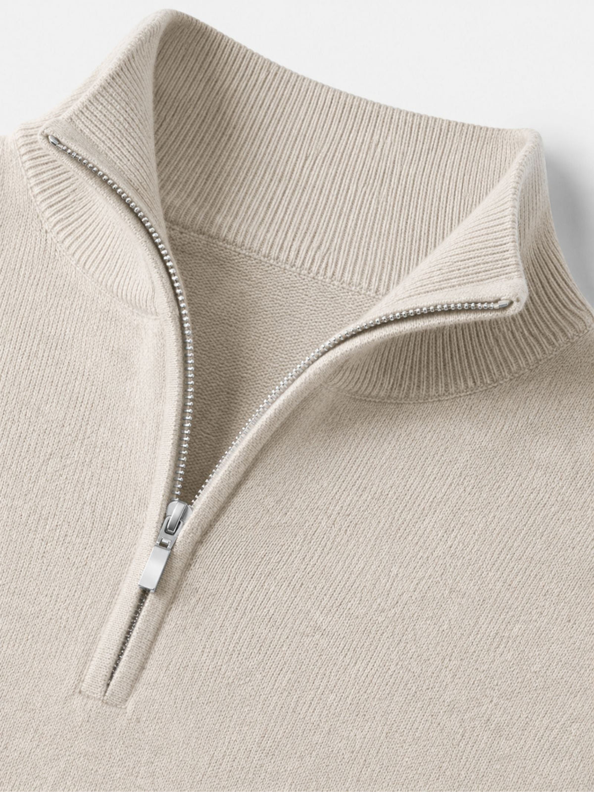 Pull Homme Col Montant Zippé à Finitions Côtelées