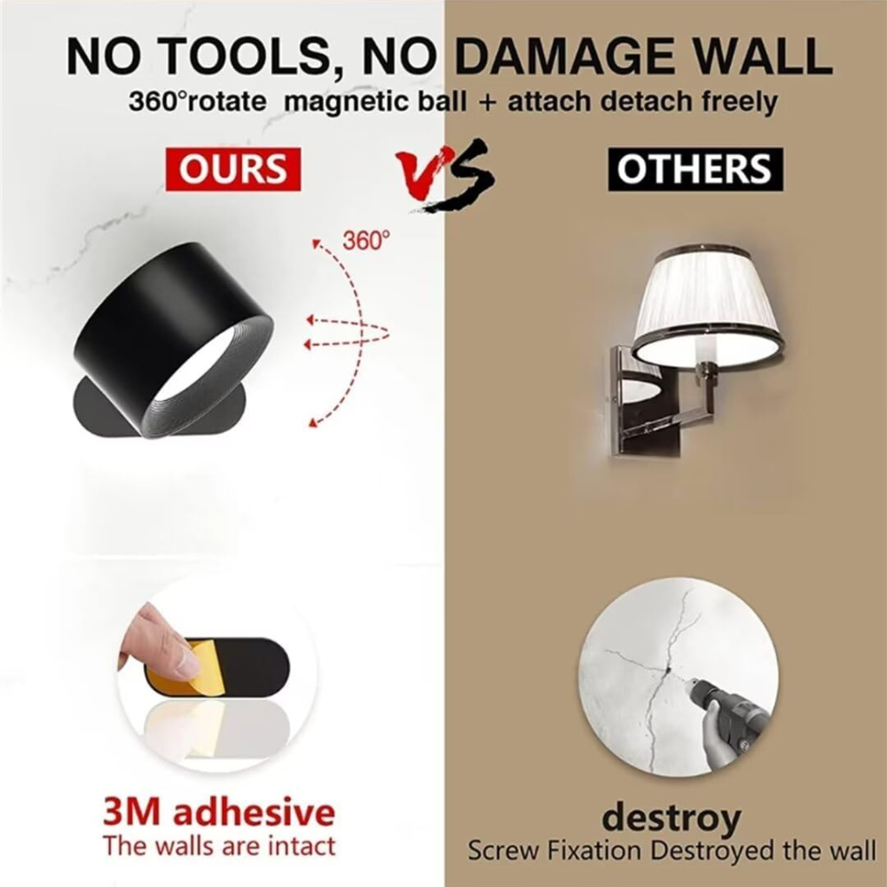 Rechargeable wall sconce – Cylindrical design, cordless with remote control, for the bedroom or living room
