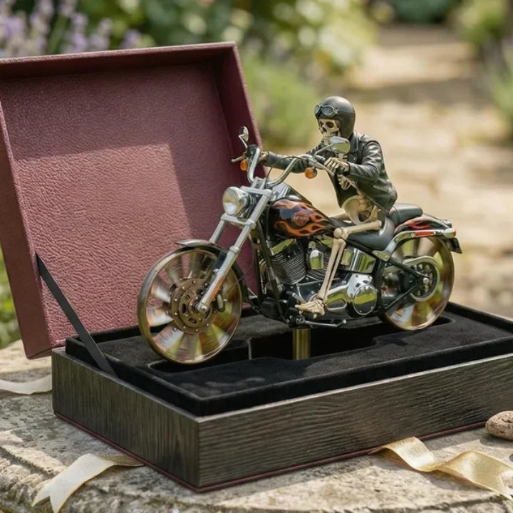 Motorrad-Windrad mit Skelett-Fahrer für Garten - Zorenza