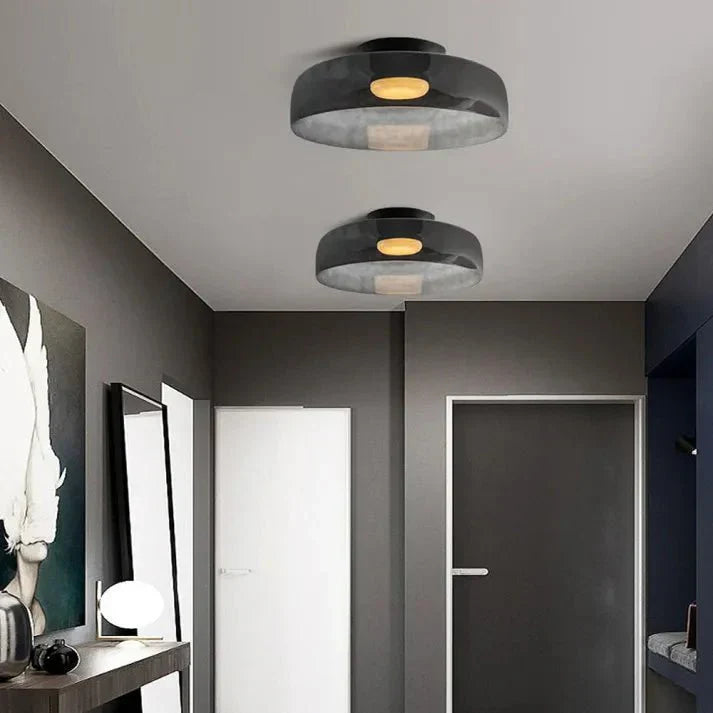 Scandinavische Glazen Plafondlamp – Modern Design met Driekleuren LED voor Eetkamer of Woonkamer