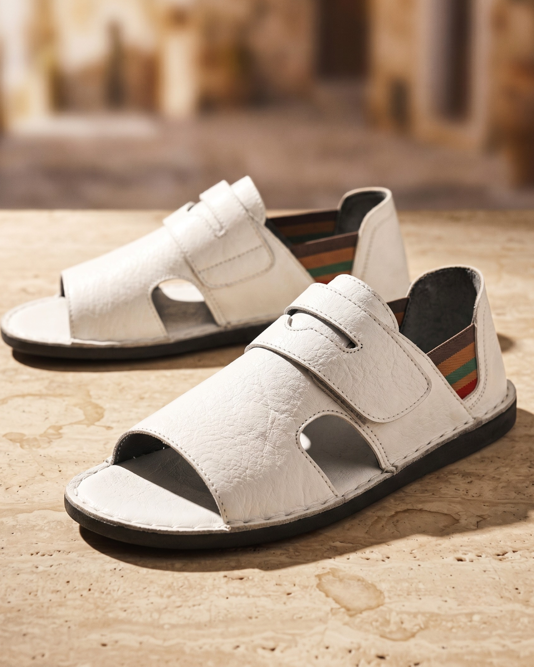 Sandales Homme en Cuir à Semelle Orthopédique, Bout Ouvert