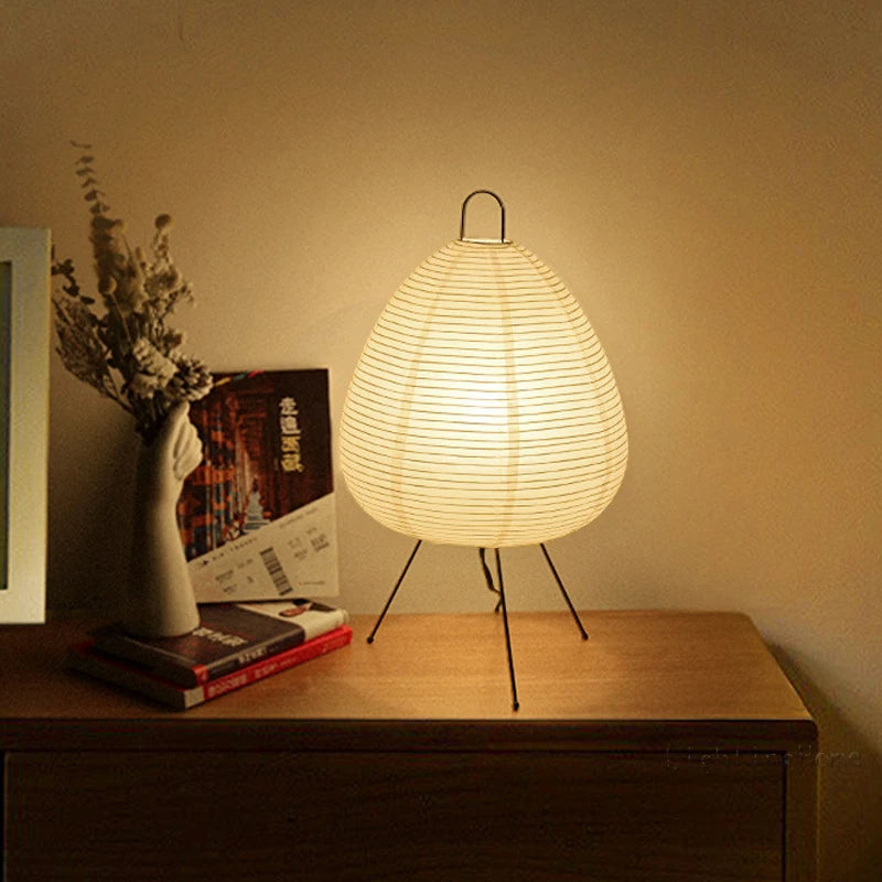 Lampe de Table en Papier de Riz Japonais – Éclairage LED Intégré