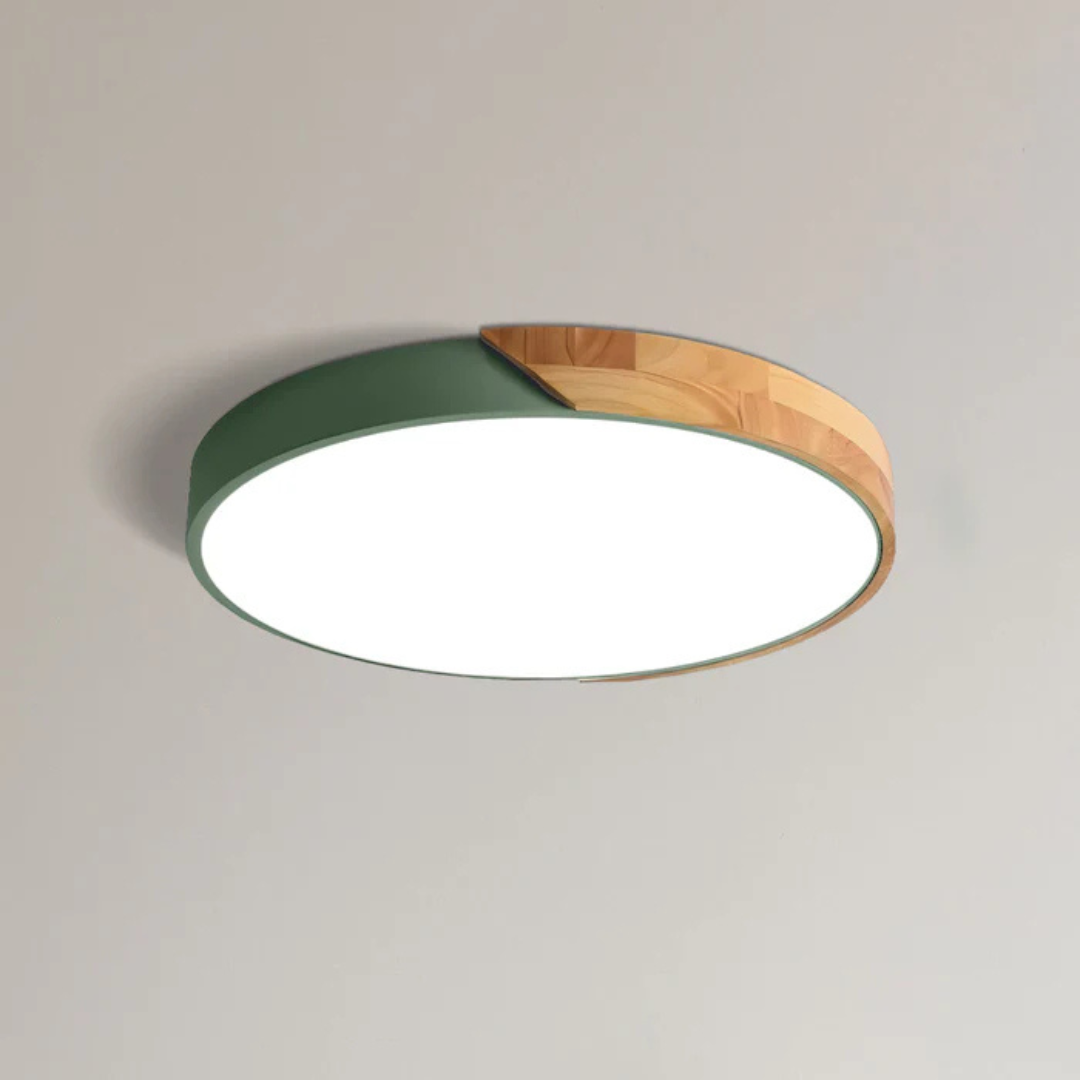 Scandinavische Houten LED Plafondlamp – Natuurlijke Afwerking, Modern Design voor Slaapkamer of Woonkamer