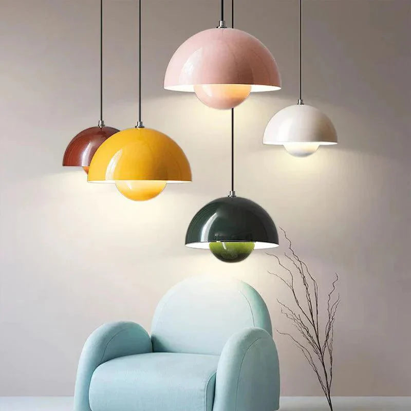 Suspension – Demi-sphère, finition mate au design scandinave pour salle à manger ou salon