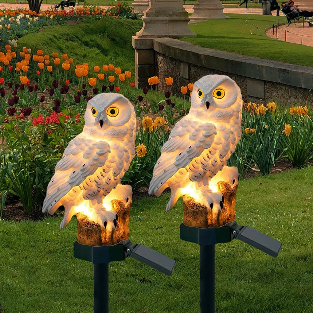 Solar Garden Light – Owl Design, Warm White Light for Outdoor Spaces or Patios