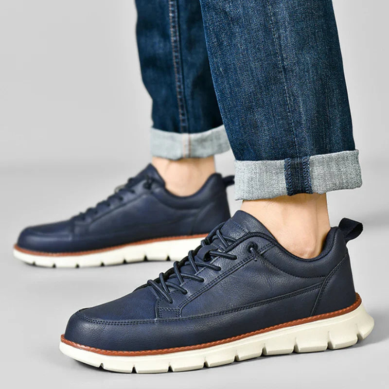 Sneakers Homme en Cuir Véritable – Semelle Orthopédique Confort