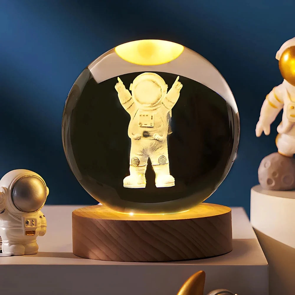 Lampe de Chevet Boule de Cristal Gravée 3D