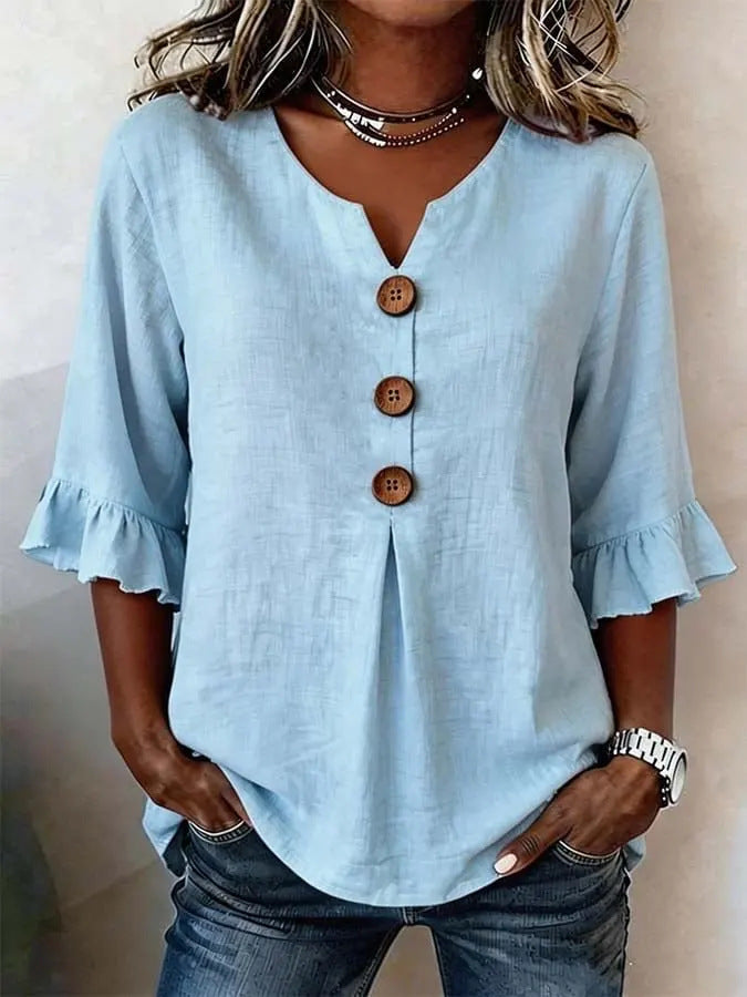 Blouse Femme Volants Romantique à Manches Longues