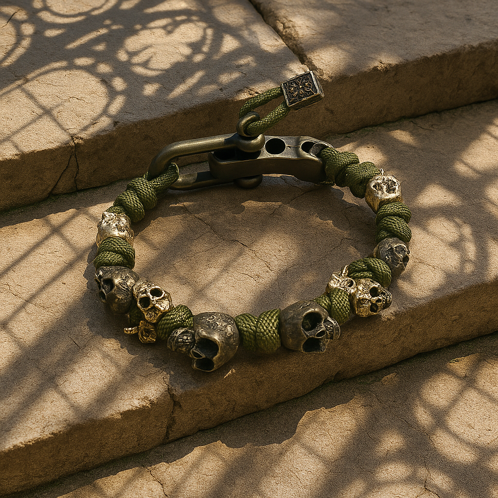 Bracelet Tête de Mort en Alliage Réglable Style Gothique