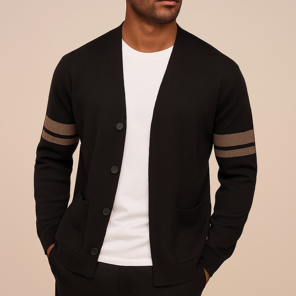 Gilet Homme en Laine Mérinos à Rayures sur Manches