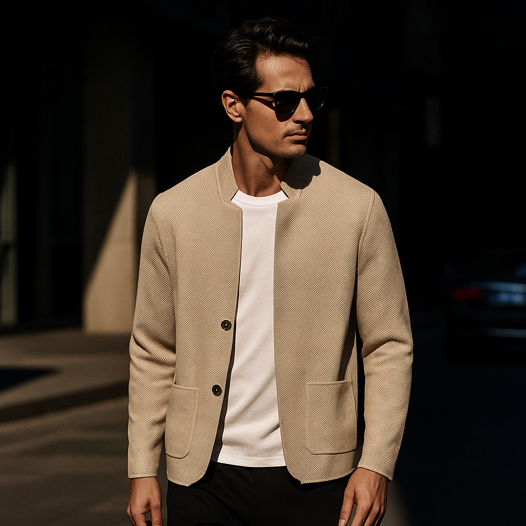 Gilet Homme en Maille à Col Montant