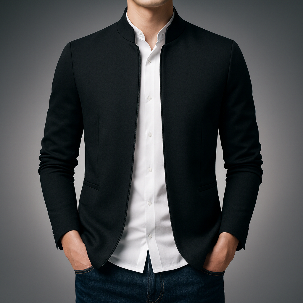 Veste Homme Col Mandarin Zippée en Coton Bio