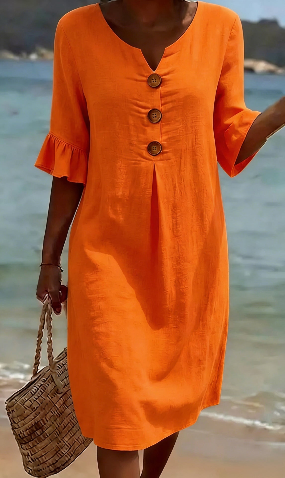 Robe Femme Ample à Nœud, Manches Fluides en Polyester