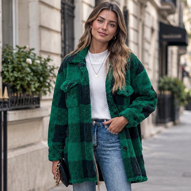 Veste Chemise Femme à Carreaux Coupe Décontractée