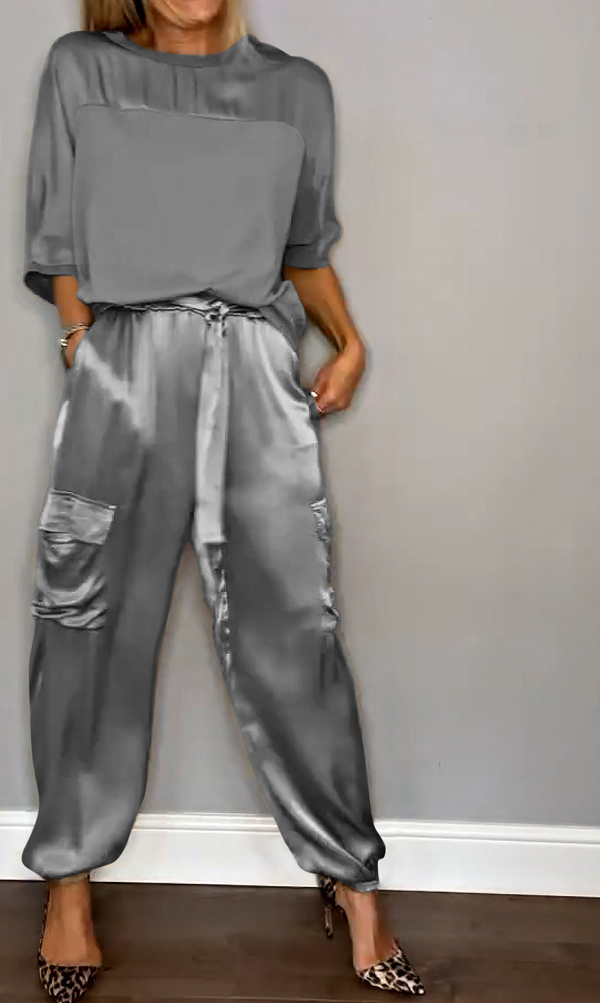 Ensemble Chemisier Femme 2 Pièces, Coupe Ajustée et Poches