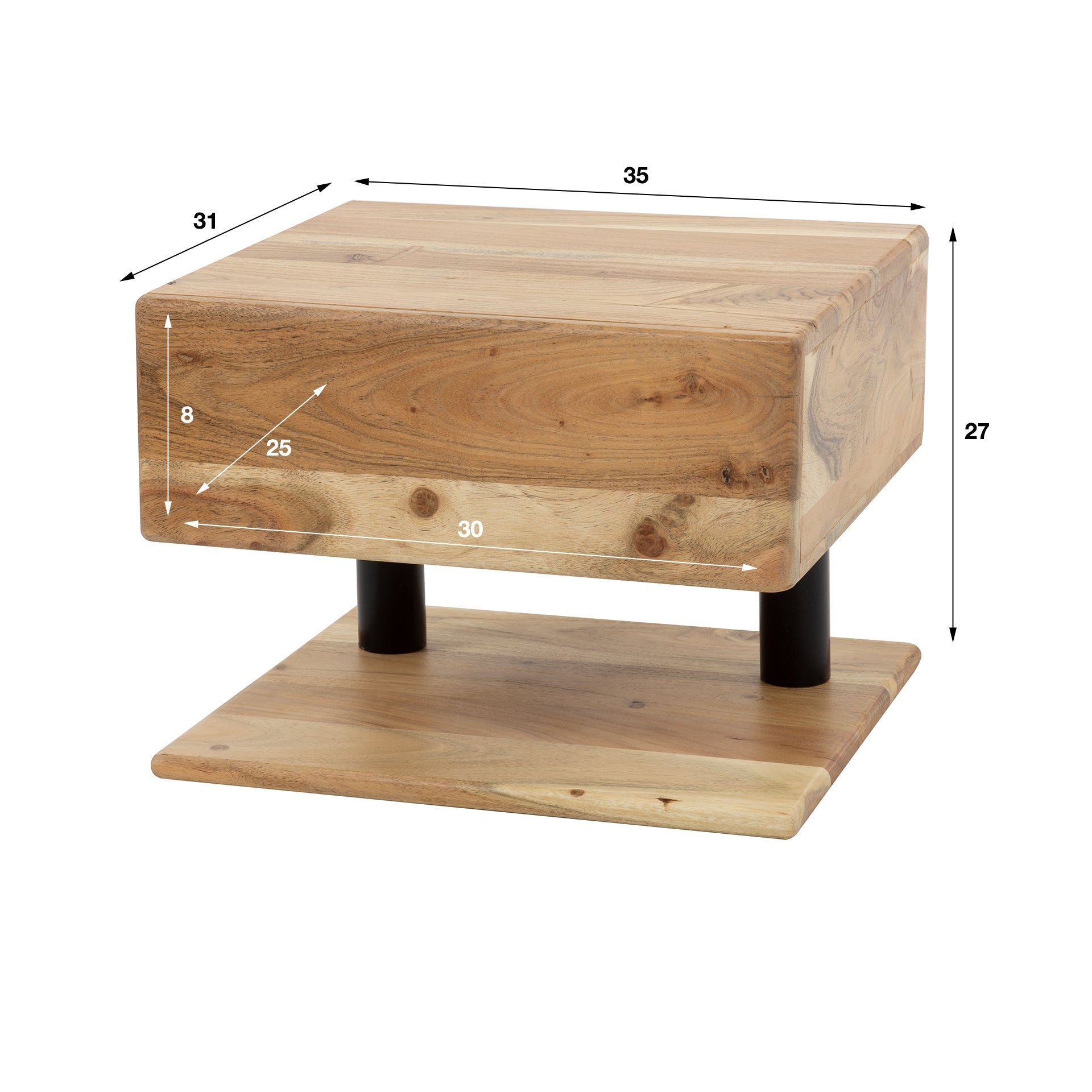 Floating Nightstand – Acacia Wood with Drawer and Open Shelf for Bedroom Decor