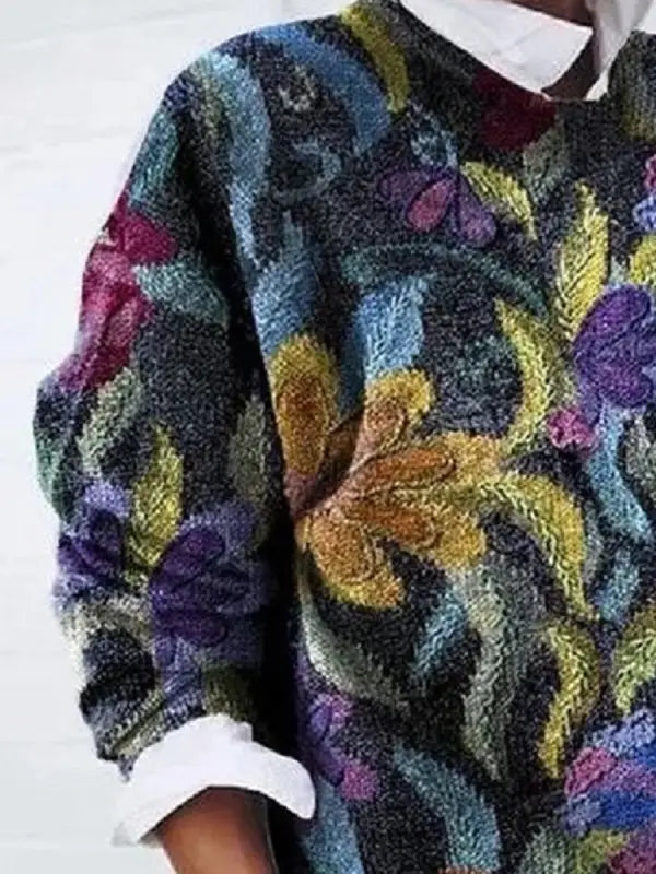 Pull Femme à Motifs Floraux - Tricot Doux Imprimé