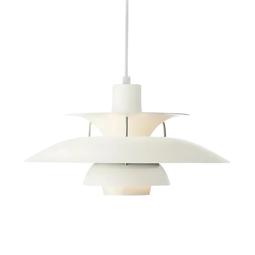 Suspension danoise – Métal superposé, design coloré pour table à manger ou salon