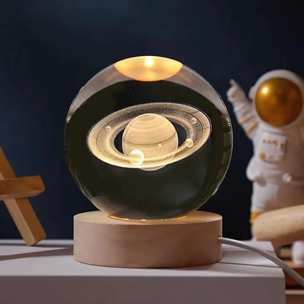 Lampe de Chevet Boule de Cristal Gravée 3D