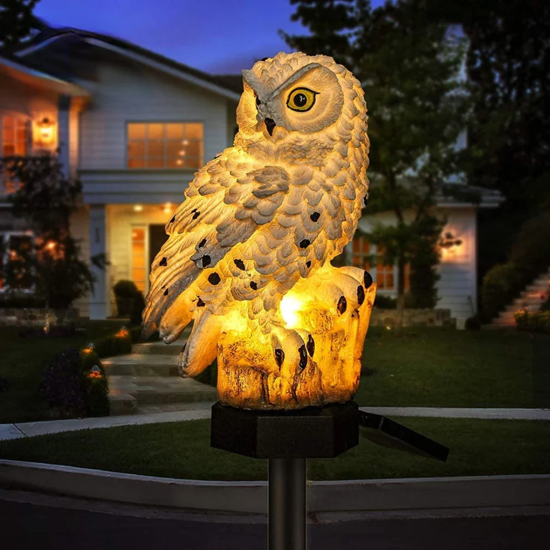Solar Garden Light – Owl Design, Warm White Light for Outdoor Spaces or Patios