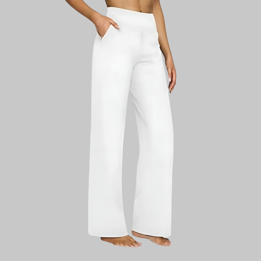Pantalon Femme Stretch Taille Haute à Coupe Confort et Poches Pratiques