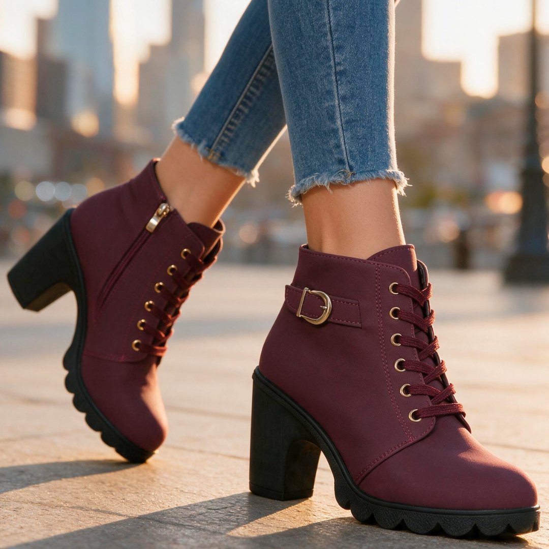 Bottines Femme à Talon Plateforme et Zip Latéral
