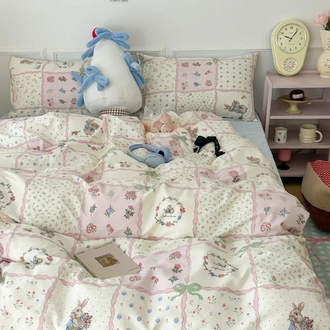 Floral-print duvet cover – Soft polyester, elegant style for the bedroom