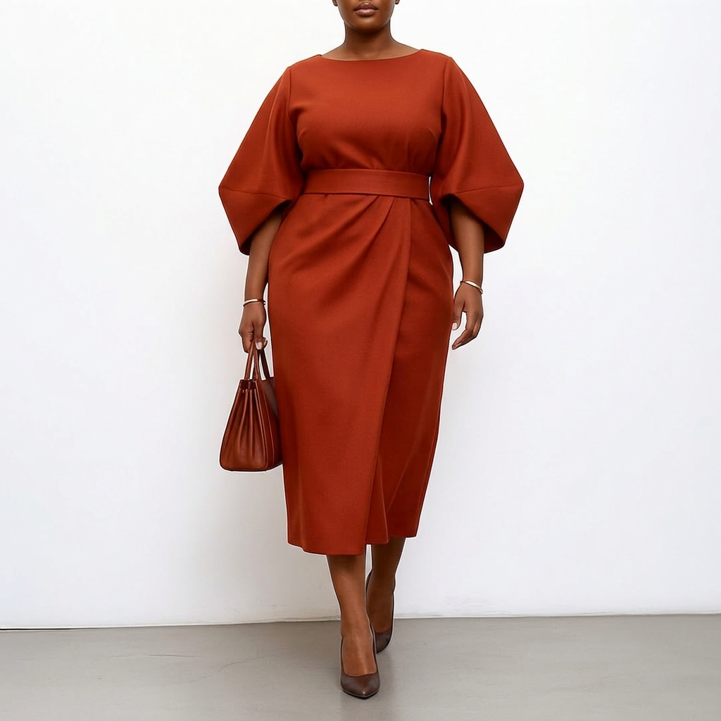 Robe Maxi Femme Manches Chauve-Souris Fluide
