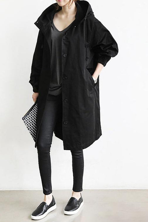 Trench Femme Imperméable à Capuche - Manteau Mi-Saison
