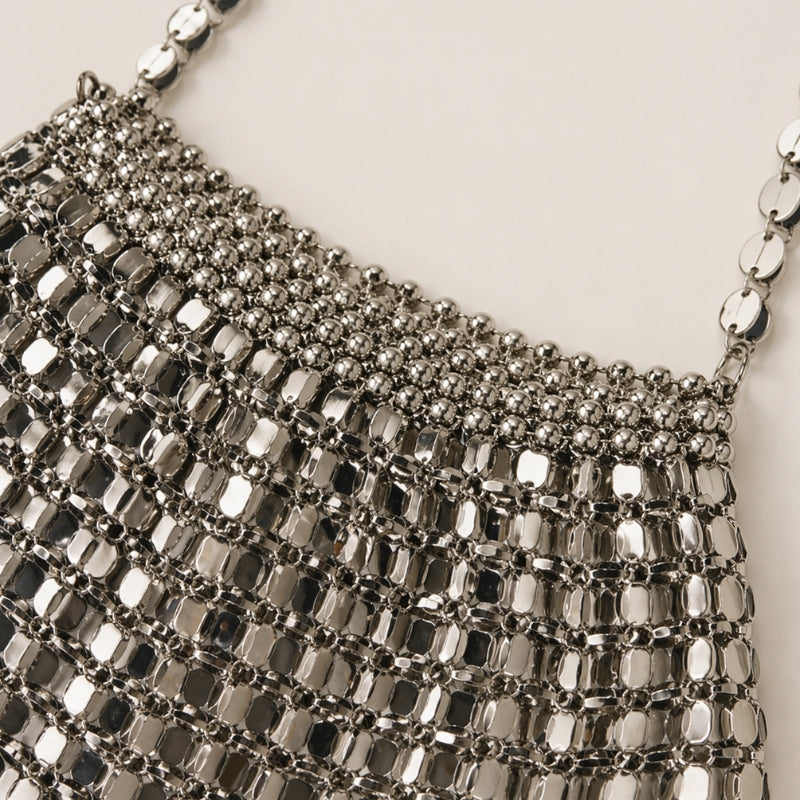 Sac de Soirée Pochette Maille Miroir à Chaîne